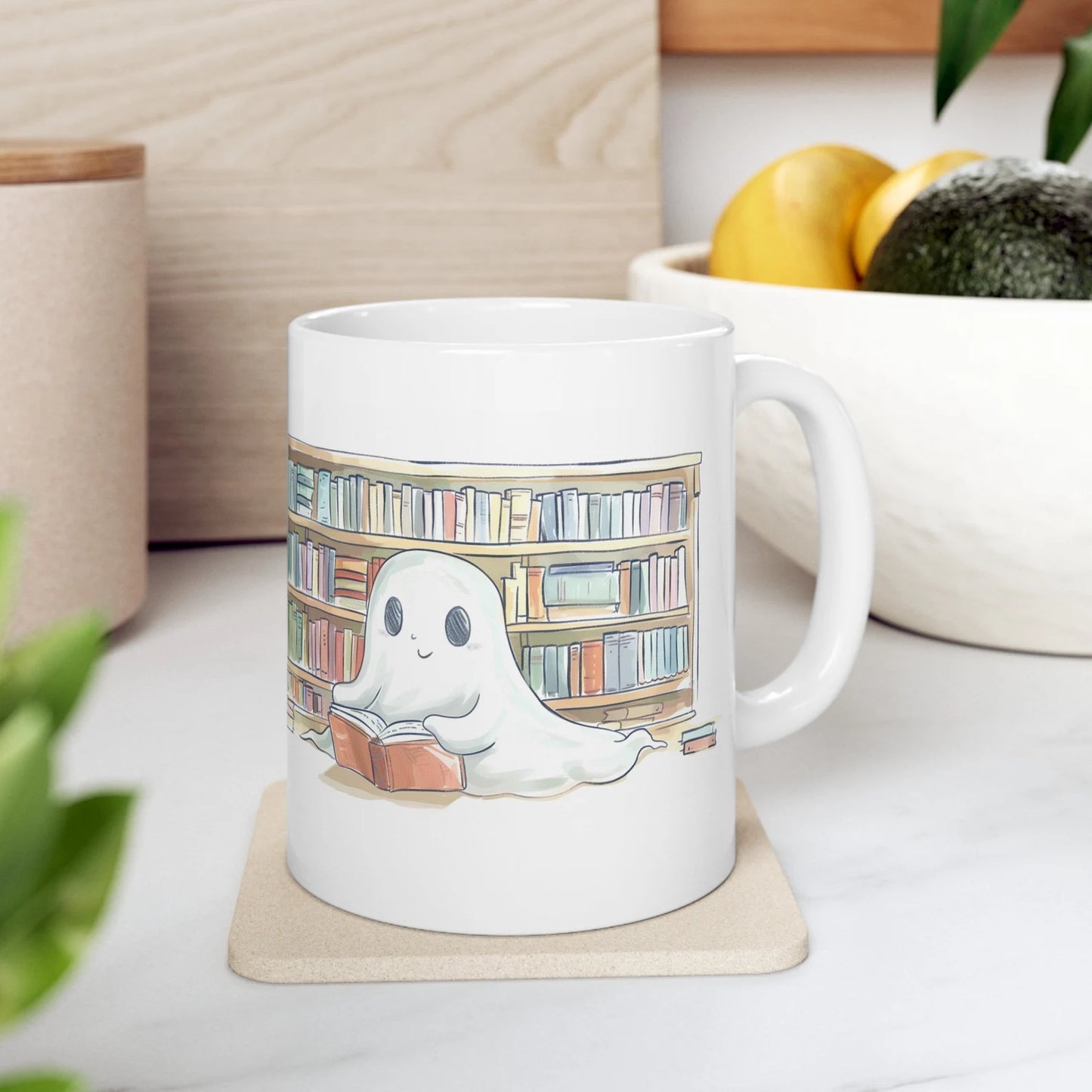 Whispering Library Ghost Mug Halloween Tableware - Pumpkin Mug - Coffee Cup - Coffee Mug - Halloween gift - Cute - Funny (11oz)